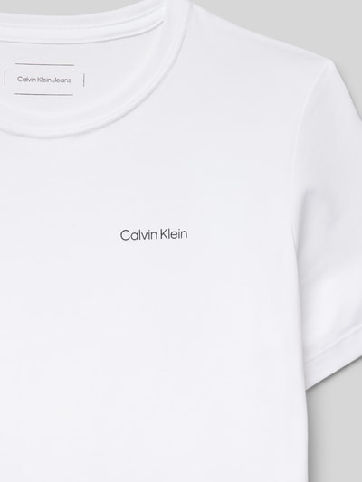 Calvin Klein Jeans T-Shirt mit Label-Print Weiss 2