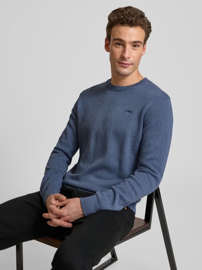 s.Oliver RED LABEL Regular Fit Strickpullover aus reiner Baumwolle mit Label-Stitching Bleu 3