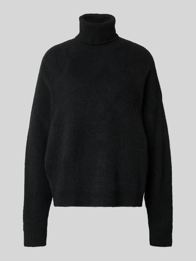 Rich & Royal Sweter z wywijanym kołnierzem z efektem melanżu Czarny 2