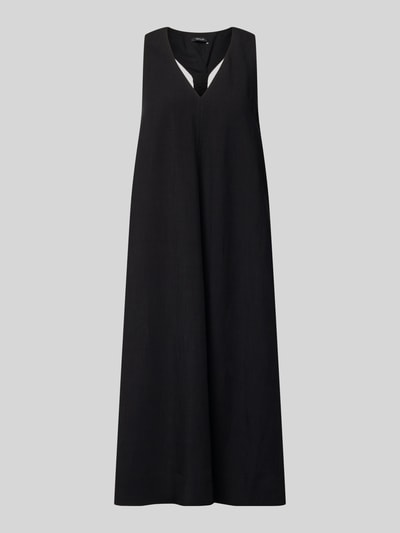 Produktfoto, Relaxed Fit midi-jurk van viscosemix model 'Waka' van OPUS, met linnen en viscose, V-hals, mouwloos design, steekzakken, zwart