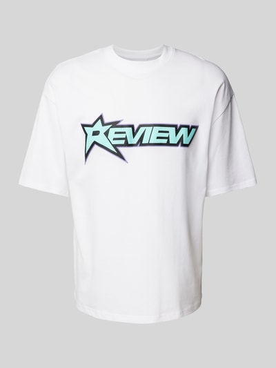 REVIEW T-shirt z obszyciem z kamieni stras Biały 2