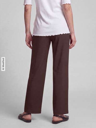 MAC Wide Leg Hose aus Viskose-Mix Modell 'Chiara' Mittelbraun 5