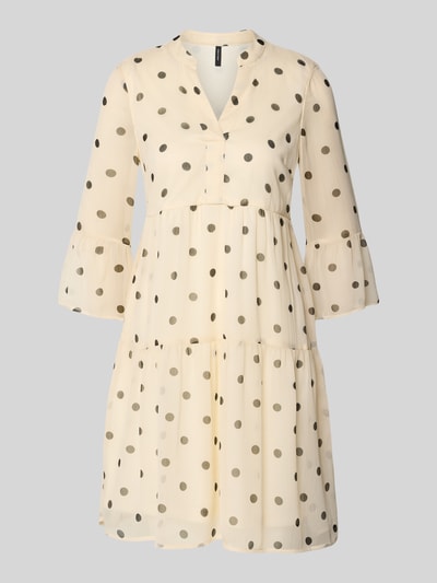 Produktfoto, Tailliertes Minikleid mit V-Ausschnitt Modell 'SMILLA' von Vero Moda, Optik:Allover-Muster, Chiffon, Volants, Volantärmel
