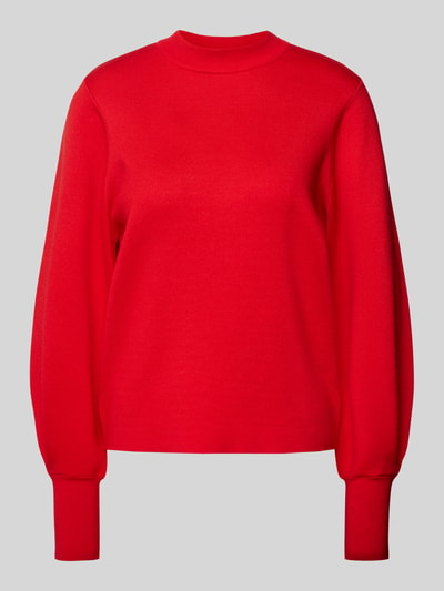 Jake*s Collection Gebreide pullover met ballonmouwen en ronde hals Kersenrood - 1