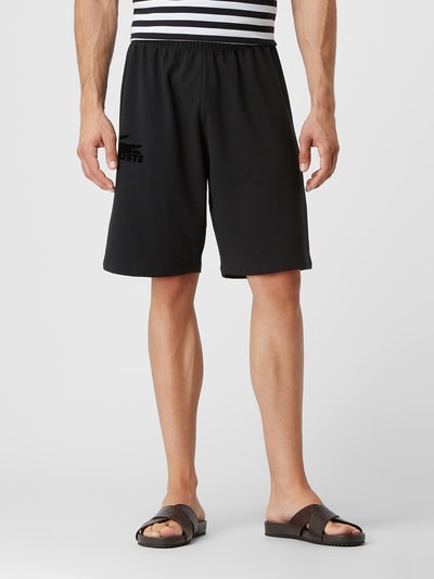 Lacoste Sweatshorts met flockprint in labeldesign Zwart - 4