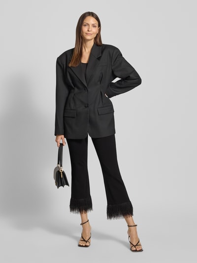 TONI Flared Cut Hose aus Viskose-Mix mit Fransen Black 1