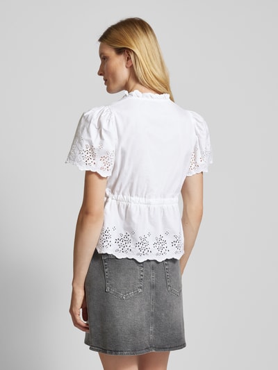 Neo Noir Blouse met broderie anglaise en V-hals Offwhite - 5