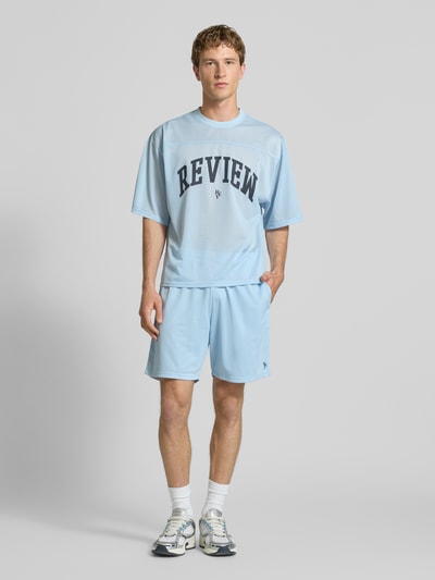 REVIEW Shorts aus Mesh mit Logo-Print Hellblau 1