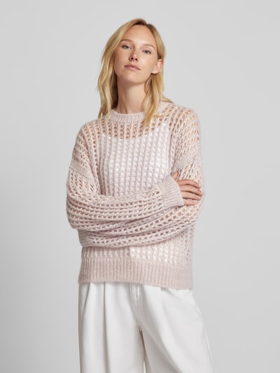 Stefanel Gebreide pullover met broderie anglaise Lichtroze - 4