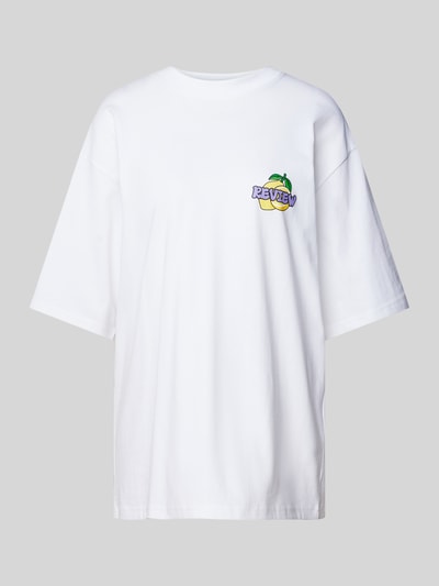 Review T-shirt o kroju oversized z nadrukiem z logo Biały 1