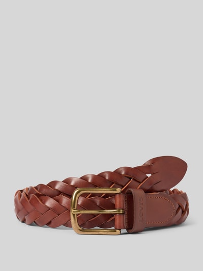 Levi's® Leren riem in gevlochten look Cognac - 1