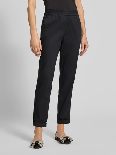 Marc Cain straight fit linnenbroek met viscose Zwart - 4