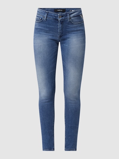 Replay Skinny fit jeans met stretch, model 'Luzien' Blauw - 2