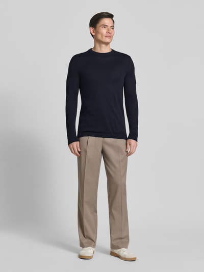 Marc O'Polo Slim Fit Pullover aus reiner Baumwolle Marc O'Polo × DFB Travel Collection Dunkelblau 1