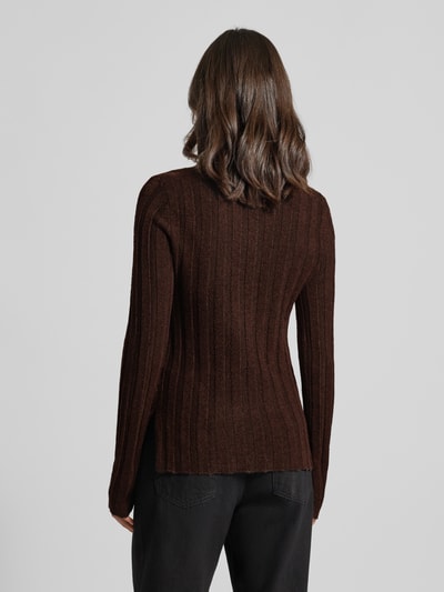 OPUS Slim Fit Strickpullover mit Woll-Anteil Modell 'Polmi' Dunkelbraun 5