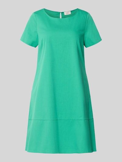 Produktfoto, Minikleid mit rückseitigem Knopfverschluss von ROBE LÉGÈRE in Grün, Baumwoll-Mix mit Stretch-Anteil, A-Linie, Rundhalsausschnitt