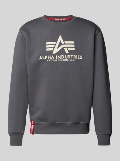 Alpha Industries „BASIC SWEATER” z nadrukiem z logo  Ciemnoszary 2