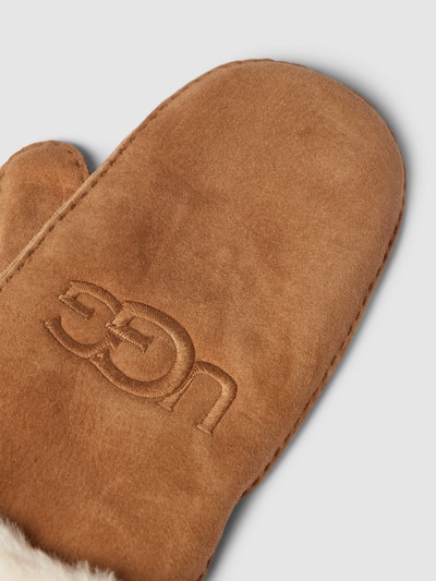 UGG Handschuhe aus Lammfell mit Label-Stitching Modell 'EMBROIDER' Camel 3