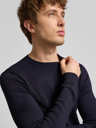 Only & Sons Regular Fit Strickpullover aus Viskose-Mix Modell 'WYLER' Dunkelblau 3