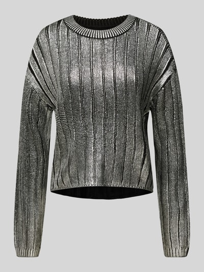 Only Comfort fit gebreide pullover in metallic look, model 'Kama' Zwart - 2