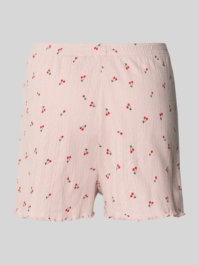 Produktfoto, Pyjama-Shorts im Allover-Look von Jake*s Casual aus reiner Baumwolle mit Elastikbund, Knöpfe, Regular-Fit, zartrosa, feine Struktur, zierliches Allover-Kirschmuster.
