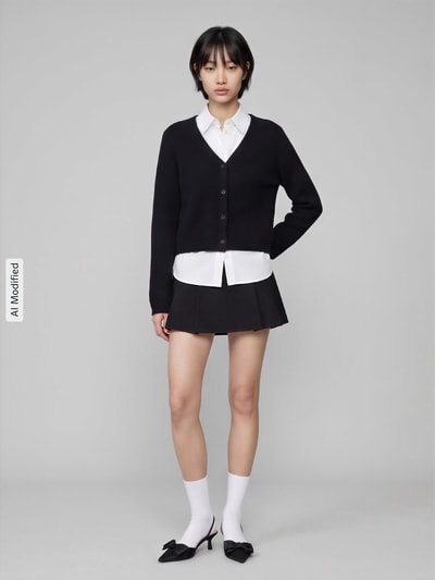 MM by Max Mara Regular Fit Strickjacke aus Woll-Kaschmir-Mix Modell 'FOSCO' Black 1