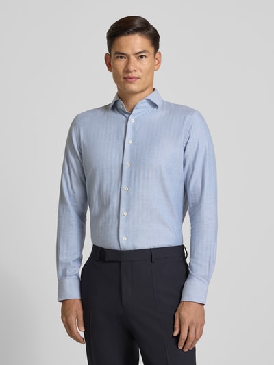 Profuomo Slim Fit Business-Hemd mit Kentkragen Blau 4