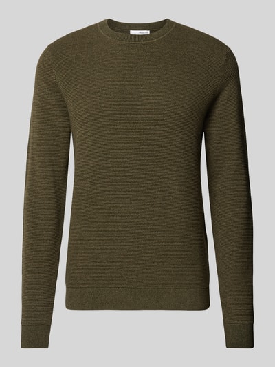 SELECTED HOMME Sweter z dzianiny z prążkowanymi wykończeniami model ‘ROSS’ Ciemnozielony 2