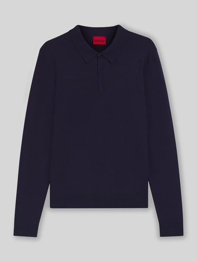 HUGO Slim fit poloshirt van viscosemix Marineblauw - 2