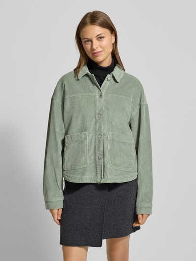 Vero Moda Loose fit overhemdjack van puur katoen, model 'JAMIE' Rietgroen - 4