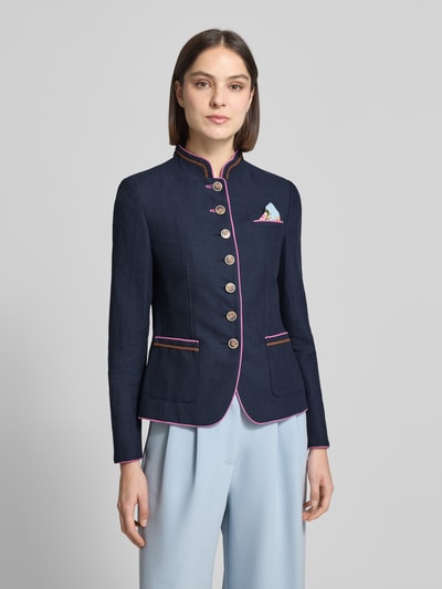 White Label Slim Fit Blazer aus Leinen-Baumwoll-Mix Marine 4