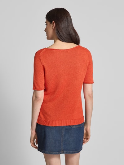 Marc O'Polo Regular fit gebreide pullover van een mix van katoen en linnen Oranje - 5