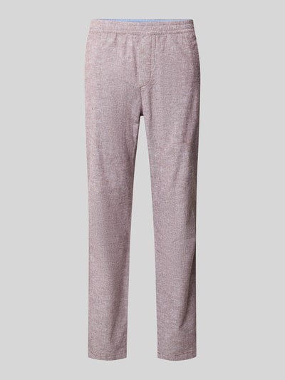Produktfoto, Gerade Hose aus Leinen-Baumwoll-Mix von Tom Tailor in Unifarbe, gerade Passform, Mid Waist, sichtbare Struktur, glatte Textur