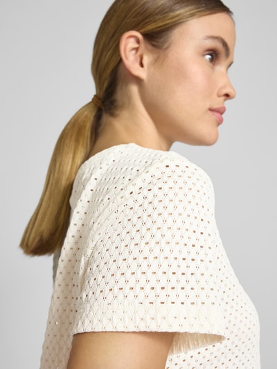 Jake*s Collection T-Shirt mit Lochmuster Beige 3