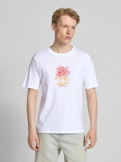 Jack & Jones T-Shirt mit Motiv-Print Modell 'ALMERIA' Weiss 4