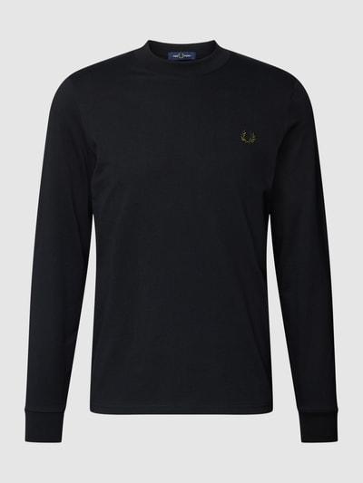 Fred Perry Shirt met lange mouwen en logostitching, model 'Graphic Soundwaves' Zwart - 2