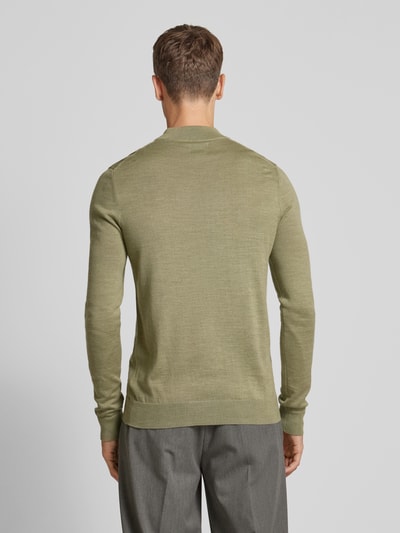 Christian Berg Men Gebreide pullover met turtleneck Olijfgroen gemêleerd - 5