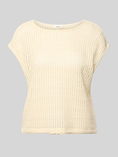 Produktfoto, kremowy damski t-shirt Relaxed Fit T-Shirt aus Häkelspitze z szydełkowej koronki od s.Oliver RED LABEL, delikatna faktura, miękkie kształty