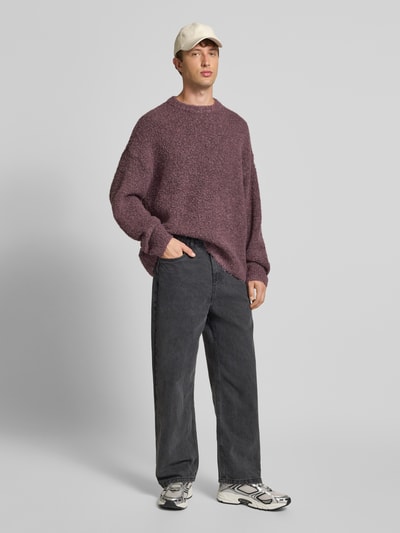 Review X MATW Oversized gebreide pullover met ribboorden Paars - 1