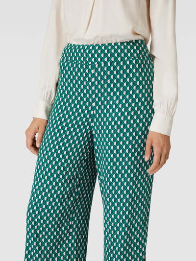 OPUS Culotte met all-over motief, model 'Misha Retro' Donkergroen - 3