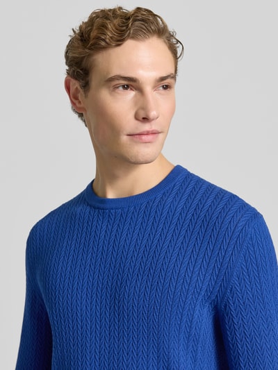 Christian Berg Men Sweter z dzianiny z prążkowanymi wykończeniami Królewski niebieski 3