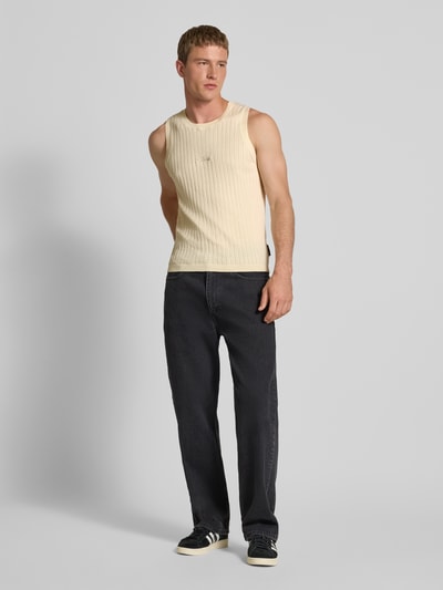 PROHIBITED Stricktop mit Label-Stitching Offwhite 1