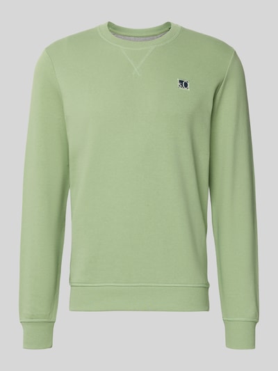 Produktfoto, Regular Fit Sweatshirt aus Baumwoll-Mix von s.Oliver RED LABEL in lichtgroen, unikleurig, lange mouwen, ronde hals, geribde boorden, logo-stitching, sweatmateriaal