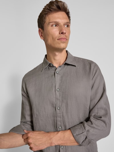 s.Oliver RED LABEL Regular Fit Leinenhemd mit Sportmanschetten Mittelgrau 3