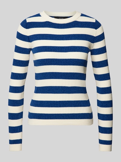 Vero Moda Slim fit gebreide pullover met streepmotief, model 'CHILI' Marineblauw - 2