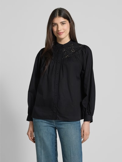 Emily Van den Bergh Relaxed Fit Bluse mit Lochmuster BLACK 4
