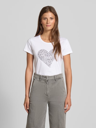 Liu Jo White T-Shirt mit Ziersteinbesatz Weiss 4
