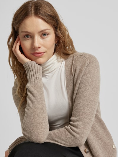 Fynch-Hatton Regular Fit Cardigan aus Wolle mit V-Ausschnitt Taupe 3