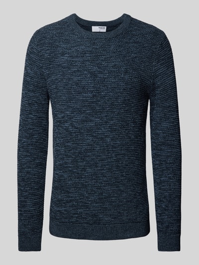 SELECTED HOMME Sweter z dzianiny z okrągłym dekoltem model ‘NEWVINCEBUBBL’ Jeansowy niebieski 2