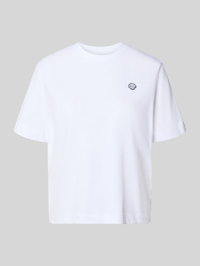 Produktfoto, białe Boxy Fit T-Shirt aus reiner Baumwolle Modell 'ELLA' von Selected Femme, jednolita optyka, okrągły dekolt, damska koszulka